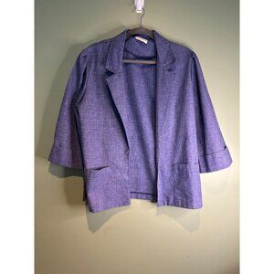 Women’s Blazer Size 8 Made in USA Open Front Elbow Sleeve Pocketed Jacket